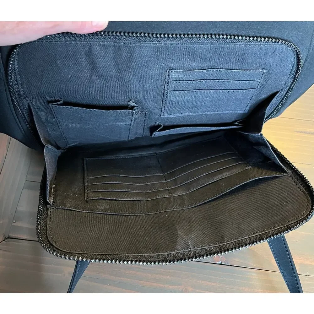 Vintage 90s Enzo Angiolini Black Large Flapover Shoulder Bag Credit Card Storage
